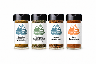 Must Haves Gift Set with Ridgeline Lemon Pepper, Trailside Herb & Shallot, Black Garlic Salt and Taco Seasoning jars
